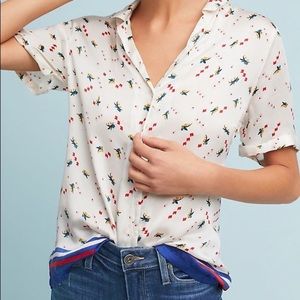 Anthropologie Teoh & Lea Button Up Floral Top - Size XS